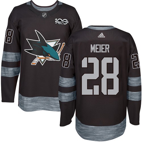 Adidas Sharks #28 Timo Meier Black 1917-100th Anniversary Stitched NHL Jersey